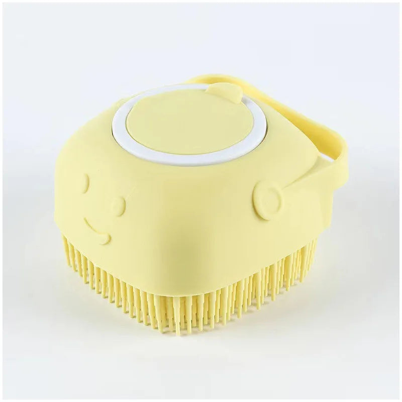 Jaune carré Couleur Brosse De Bain Pour Chiens Et Chats En Silicone Souple