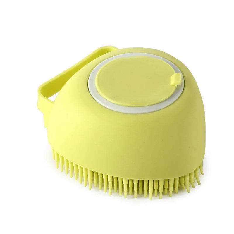 Jaune en forme de cœur Couleur Brosse De Bain Pour Chiens Et Chats En Silicone Souple