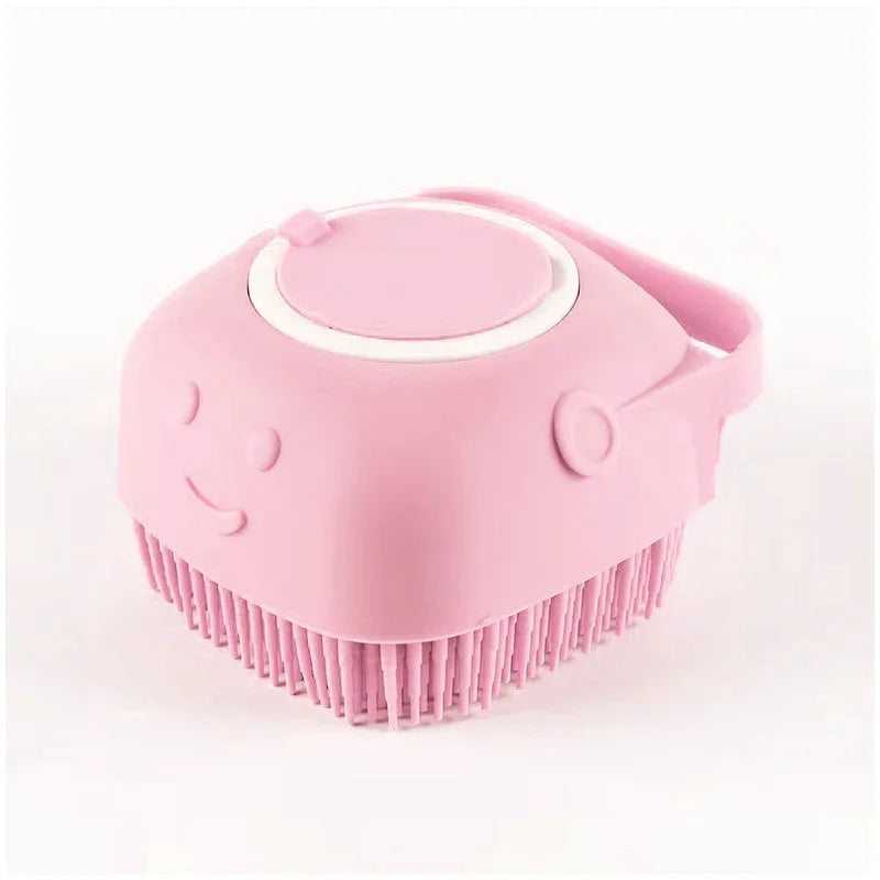 Rose carré Couleur Brosse De Bain Pour Chiens Et Chats En Silicone Souple