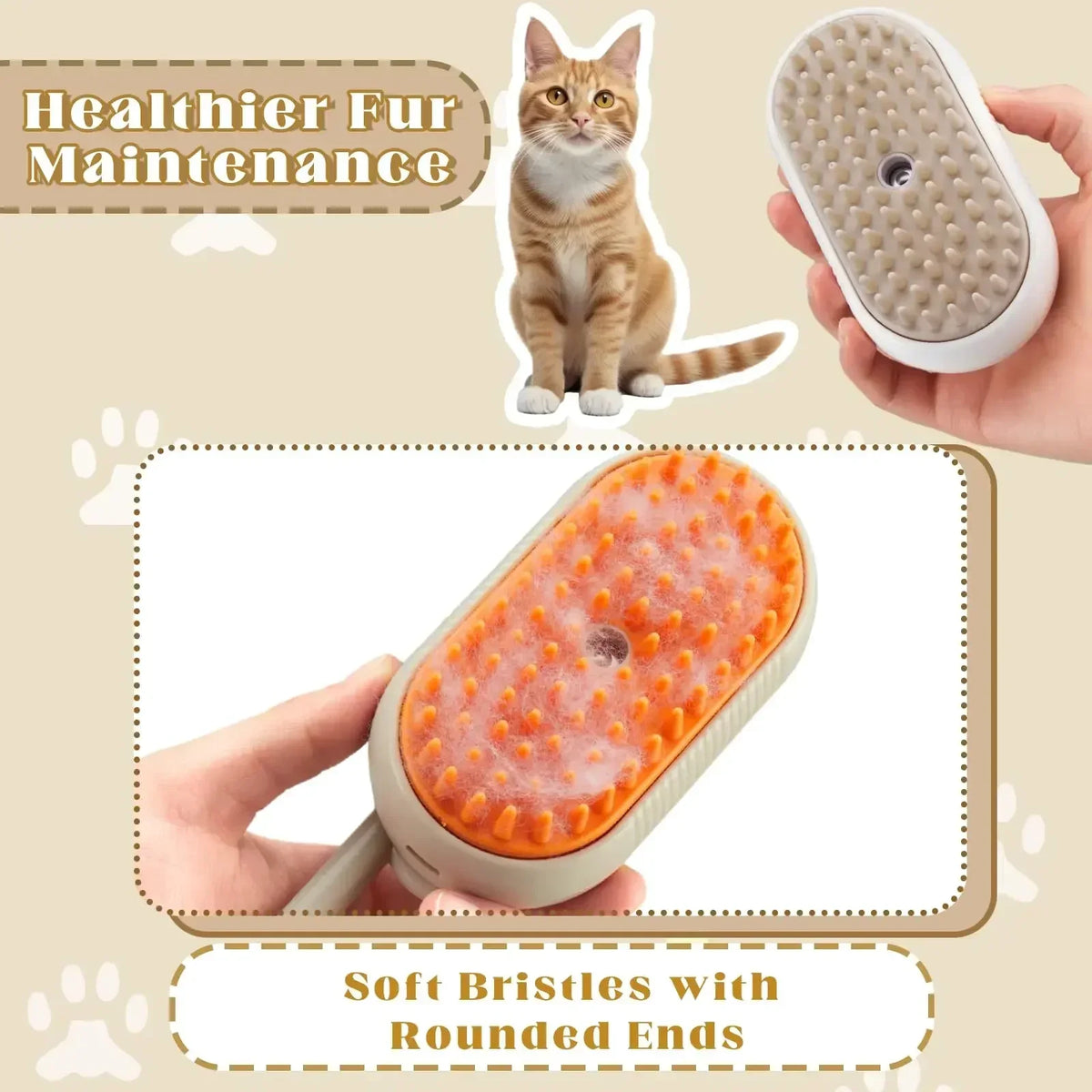 Brosse De Toilettage Pour Animaux À Vapeur 3 En 1 Rechargeable